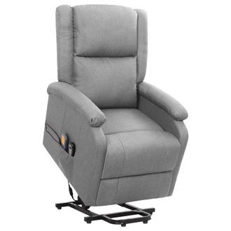 vidaXL Sill&oacute;n De Masaje Elevable Tela Gris Claro Vidaxl