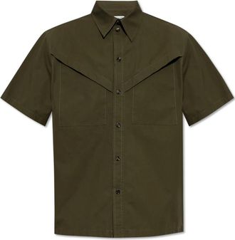 Bottega Veneta Shirt met korte mouwen - Heren - Korte mouwen Overhemden - Groen - M - Katoen - Overhemden