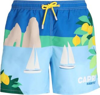 MC2 Saint Barth Zwembroek met zeilbootprint - Blauw