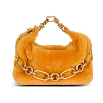 Balmain Handbags, female, Orange, Size: ONE SIZE Mini Sync bag in shearling