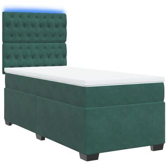vidaXL Cama Box Spring Con Colch&oacute;n Terciopelo Verde Oscuro 80x200 Cm Vidaxl