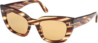 Tom Ford Sunglasses Cat Eye Full Rim, Shiny Bordeaux Frame And Brown Lens Ft119069E