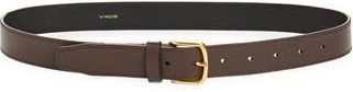 Vince Stitched Flat Leather Belt in Cacao Brown /Antique Brass at Nordstrom Rack, Size X-Large