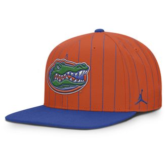 Nike Jordan Mens Florida Primetime Pin Stripe 2-Tone Jordan Brand Dri-FIT College Adjustable Hat in Orange | JC1208E6UFN-5YX