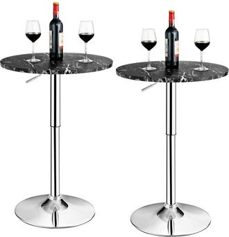 Costway 2Pcs Modern Bar Table Multifunctional Round Pub Table-Black