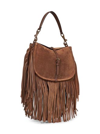 Etro Womens Shoulder Bag Suede Brown Calf Leather