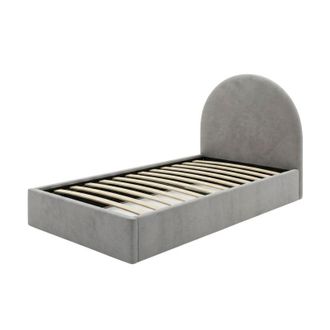 Muemue Cama Tapizada Con Almacenamiento Aglomerado Gris 96x97x205cm