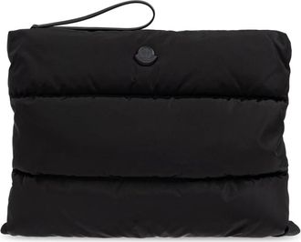 Moncler Gewatteerde tas met logo - Heren - Clutches - Zwart - ONE Size - Tassen