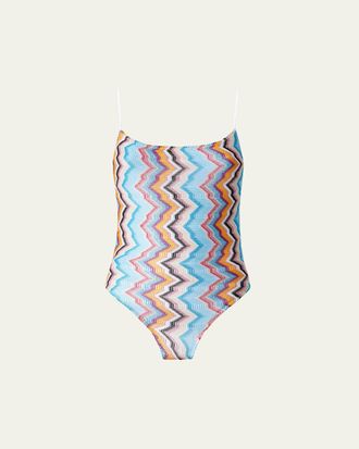 Missoni Metallic Zig-Zag One-Piece Swimsuit