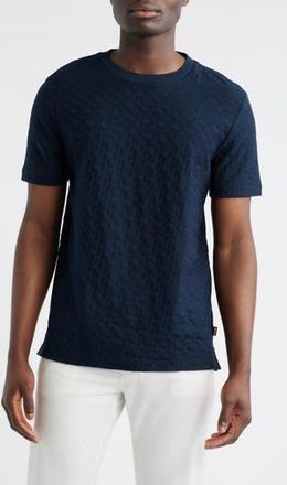 BOSS Thompson Logo Jacquard Cotton T-Shirt in Dark Blue at Nordstrom Rack, Size Small