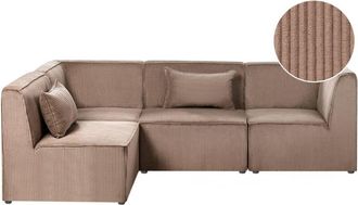 Beliani Modular Right Corner 4 Seater Sofa Sand Beige Corduroy 4 Seater Sectional Sofa Modern Design LEMVIG