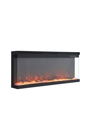 Living and Home 40inch 3 Side Electric Fireplace Borderless Recessed Inset Electric Fireplace 1500W with 12 Flame Colours in Black