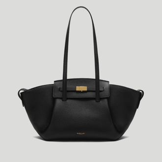 DeMellier The Midi Brooklyn in Black Small Grain Leather Shoulder bag