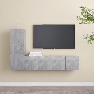 Berkfield Home 3 Piece TV Cabinet Set Concrete Grey Engineered Wood