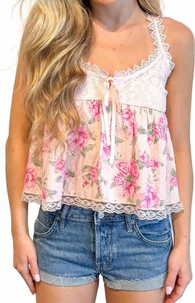Olivaceous Garden Floral Top In Pink