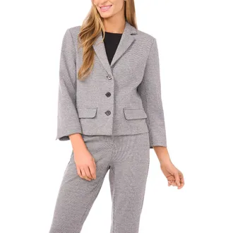 Halogen Houndstooth Crop Blazer in Rich Black at Nordstrom Rack, Size Xx-Large