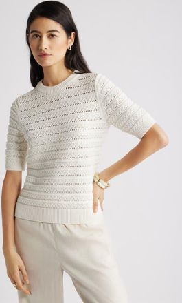 Nordstrom Open Stitch Crewneck Sweater in Ivory Tofu at Nordstrom, Size Xx-Large