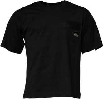 Dolce & Gabbana Zwart Logo Patch Katoenen Crew Neck T-shirt - Heren - T-shirts - Zwart - XS - Katoen - Tops