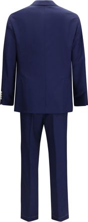 Brunello Cucinelli Mens Single-Breasted Suit With Peak Lapels Navy Fleece Wool Ovis Aries Suits