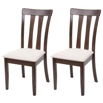 Hhg Hhg - Juego De 2 Sillas De Comedor 525, Silla De Cocina Silla, Tela/textil Madera Maciza, Estructura Oscura, Beige