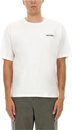 Aspesi T-shirt van katoenjersey met geborduurd logo - Heren - T-shirts - Wit - M - Katoen - Tops