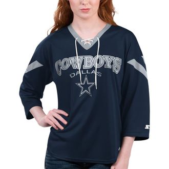 Starter Womens Starter Navy Dallas Cowboys Rally Lace-Up 3/4-Sleeve T-Shirt at Nordstrom, Size Xx-Large