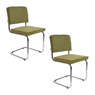 Zuiver Sillas de comedor de terciopelo caqui (x2)