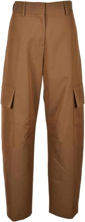 Palm Angels Stijlvolle katoenmix broek - Dames - Straight fit broeken - Bruin - S - Katoen - Broeken