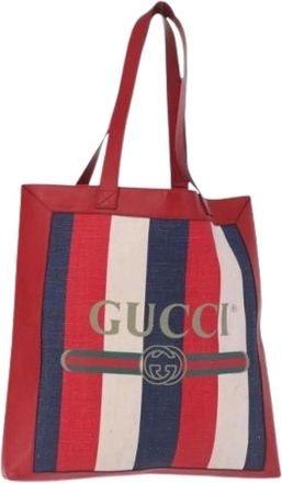 Gucci Pre-owned Tote Bags, female, Multicolor, Size: ONE SIZE Pre-owned Vintage Canvas Tote Bag