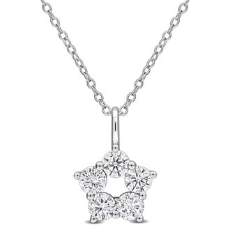 Mimi & Max Created Forever 1ct TW Lab-Grown Diamond Open Star Necklace Sterling Silver