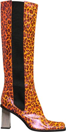 Dolce & Gabbana Brown Leopard Leather Knee High Boots Womens Shoes (Pre-Owned)