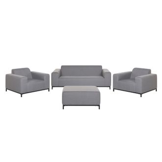 Beliani Conjunto De Jard&iacute;n 5 Plazas De Poli&eacute;ster Gris Negro Patas Metal Rovigo