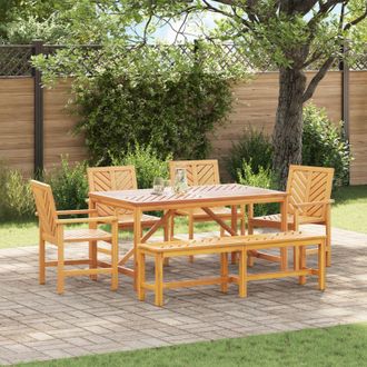 Berkfield Home 5 Piece Garden Dining Set Solid Wood Acacia in Brown