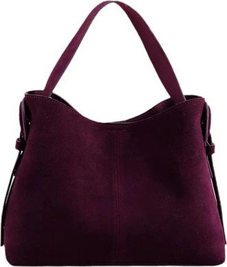 Generic Compatible For Suede Cowhide ladeis shoulder cross brown bags women coffe handbags(Angola red)