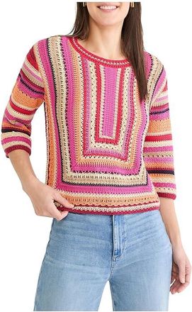 Nic+Zoe Pastiche Mix Sweater Womens Clothing Red : LG, Cotton/Rayon