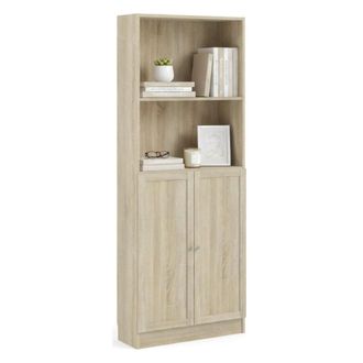 Dmora Dmora - Estante Para Libros Anastasie, Estante De Oficina, Porta Libros M&oacute;vil, Biblioteca, 79x28 H203 Cm, Roble