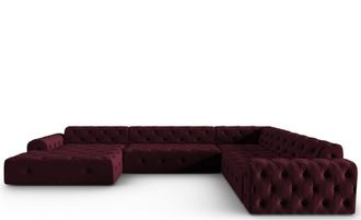 BLOOMINGLOFT 6-Sitzer Design Panorama Sofa Artemis mit langer Seite rechts