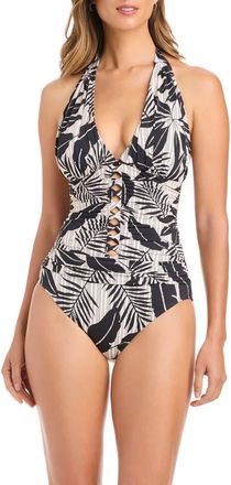 Bleu Rod Beattie Halter One-Piece Swimsuit in Black at Nordstrom, Size 10