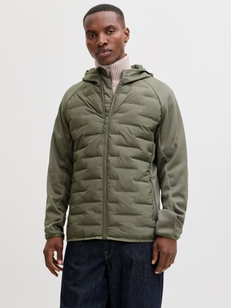 Jack & Jones Steppjacke JACK & JONES JJEPERFECT HYBRID JACKET NOOS, Herren, Gr. XXL, dusty olive, Steppware, Fleece, Obermaterial: 100% Polyester, unifarben, norma