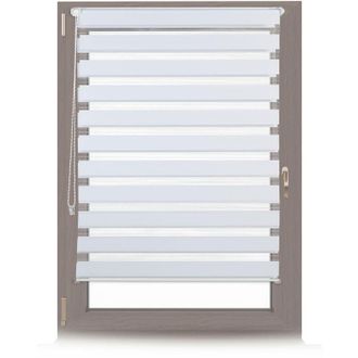 Relaxdays Tenda a rullo da interni, montaggio senza fori Tenda avvolgibile a strisce per finestre, tessuto, 106x156 cm bianca - Relaxdays
