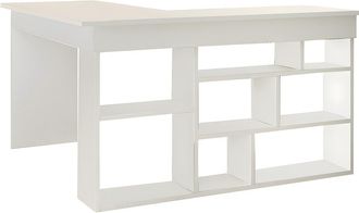 Vente-Unique Escritorio de esquina con compartimentos - Color: blanco - LILEUL