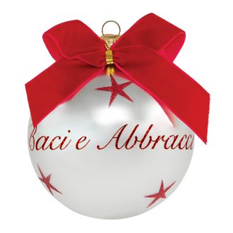 KASANOVA Pallina di Natale con scritta Baci e Abbracci 10 cm