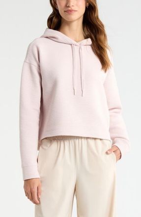 Zella Ottoman Cotton Blend Ribbed Hoodie in Pink Hush at Nordstrom, Size Xx-Large