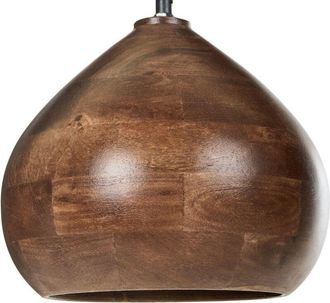Beliani Lámpara colgante boho moderna forma redonda madera de mango marrón oscuro Sanyati