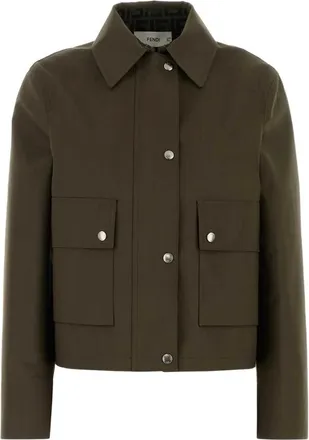 Fendi Green Mackintosh Fabric Blouson