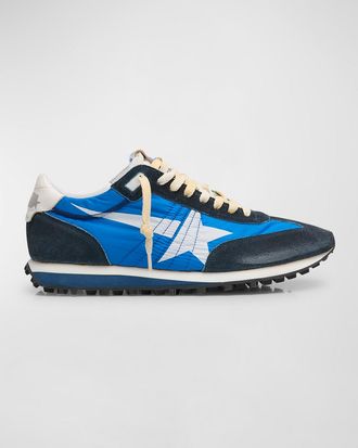 Golden Goose Mens Marathon Nylon and Suede Low-Top Sneakers