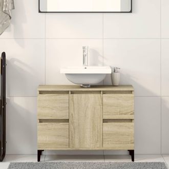 Berkfield Home Sink Cabinet Sonoma Oak 80x33x60 cm Engineered Wood in Brown | Size: 80 x 33 x 60 cm