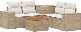 vidaXL Juego De Sof&aacute; 6 Uds. Beige Y Blanco Crema Vidaxl