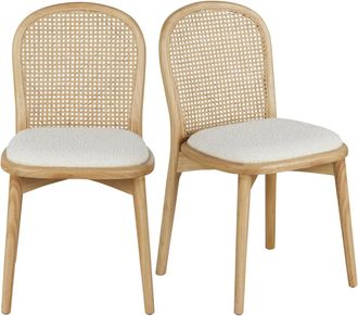 Maisons du monde Set de 2 sillas de tela color crudo efecto lana rizada