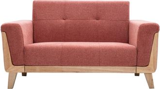 Miliboo Sof&aacute; N&oacute;rdico 2 Plazas De Tela Terracota Y Madera Clara Fjord